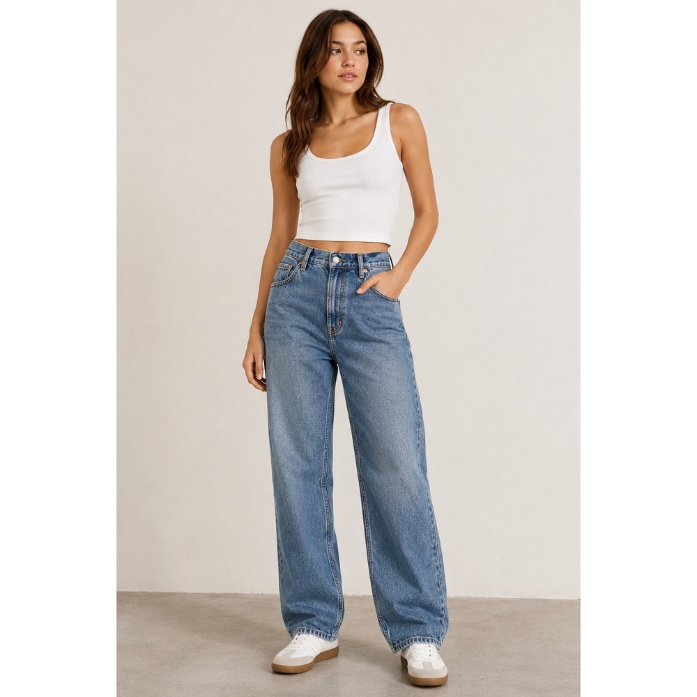 Abercrombie Fitch The Wide Leg High Rise Jean Size 24/00 Baggy Preppy